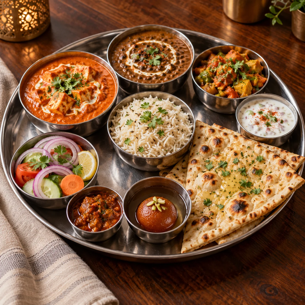 Illustrative Punjabi dinner thali